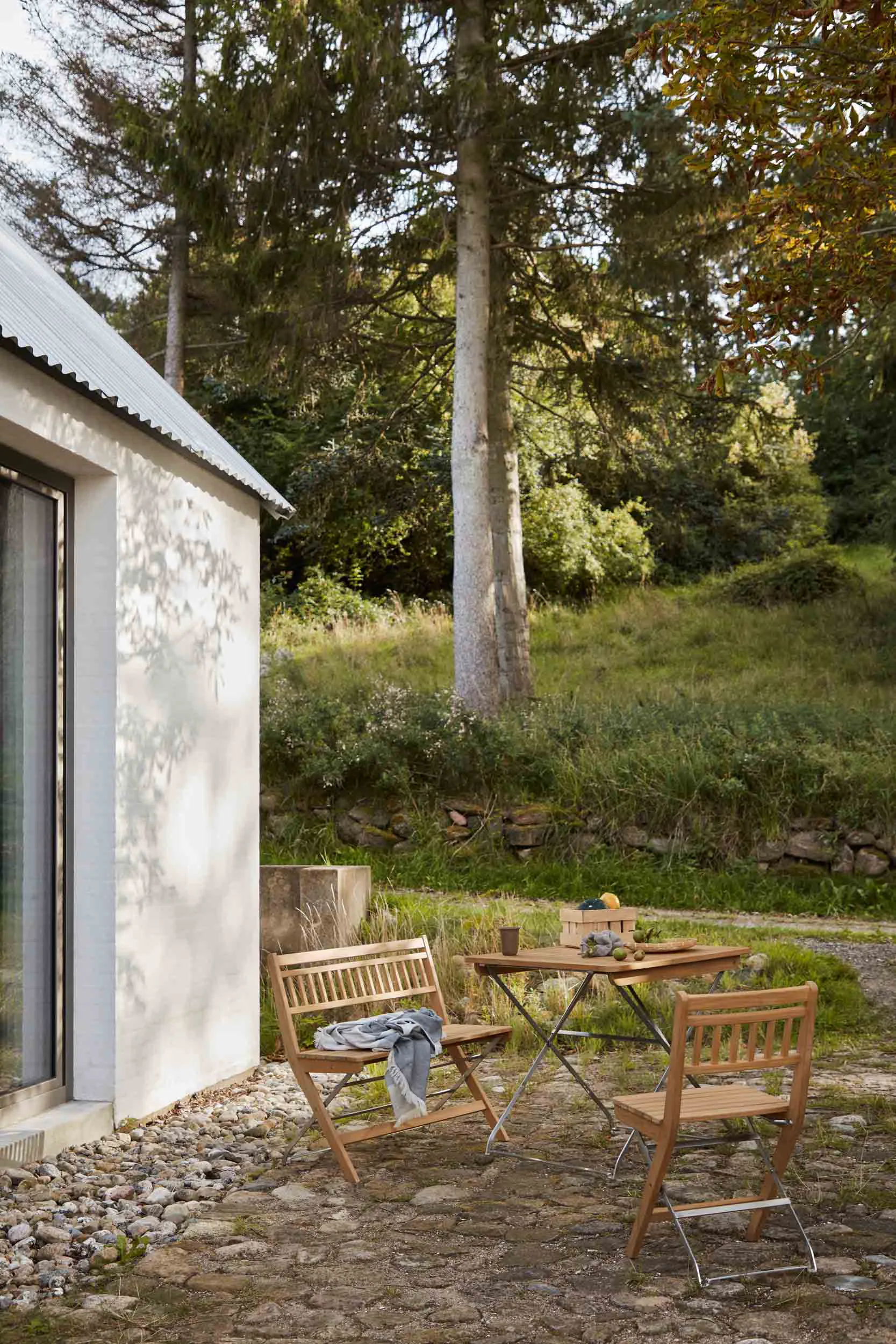 M23 릴레외 발코니 체어, Teak-stainless steel FDB Møbler