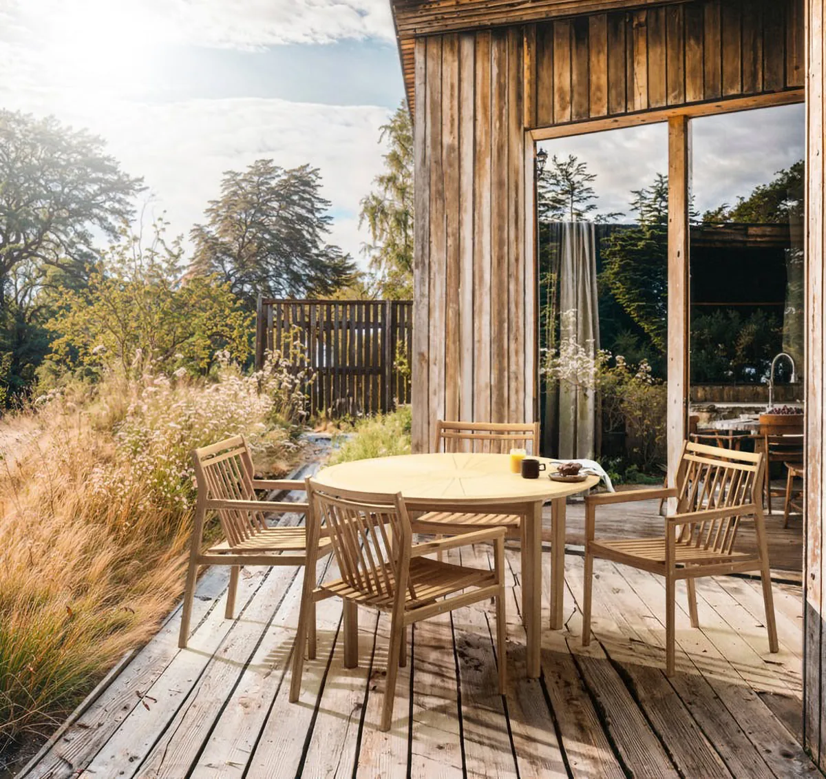 M27 사멘 라운드 가든 테이블 Ø120 cm, Teak solid oiled FDB Møbler