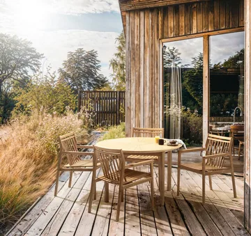 M27 사멘 라운드 가든 테이블 Ø120 cm - Teak solid oiled - FDB Møbler