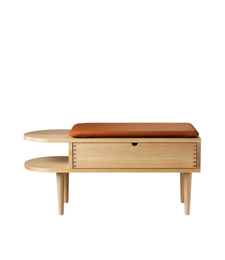 R6 Radius 시트 쿠션 33x65 cm, Cognac leather FDB Møbler