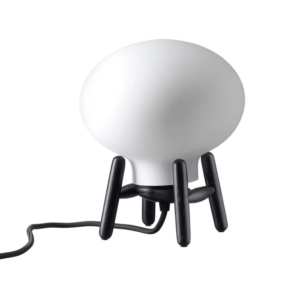 U6 히티 미니 테이블 램프, Opal glass-oak black painted FDB Møbler