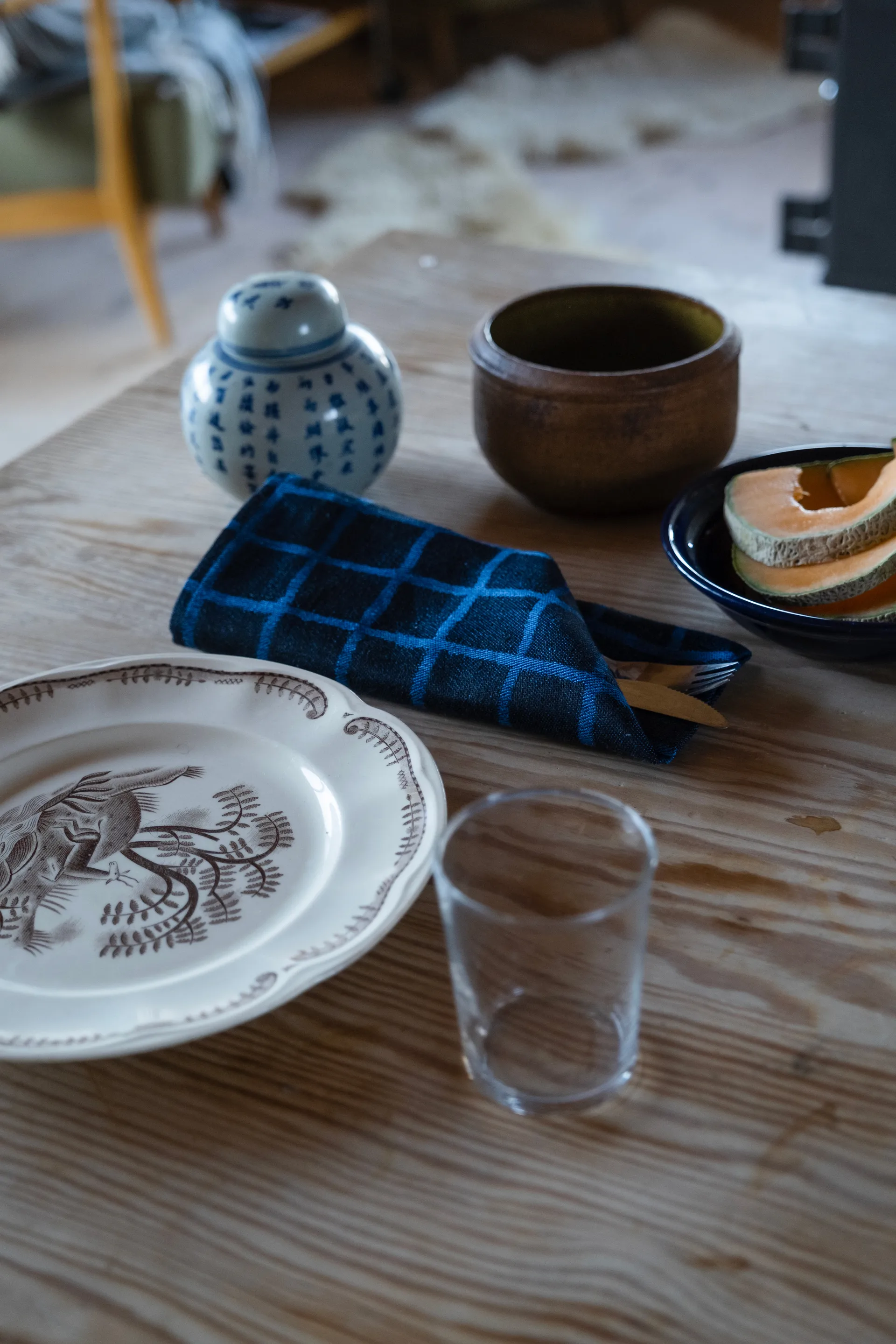 루틱 자카드 냅킨 2개 세트, Blue-black Fine Little Day | 파인리틀데이