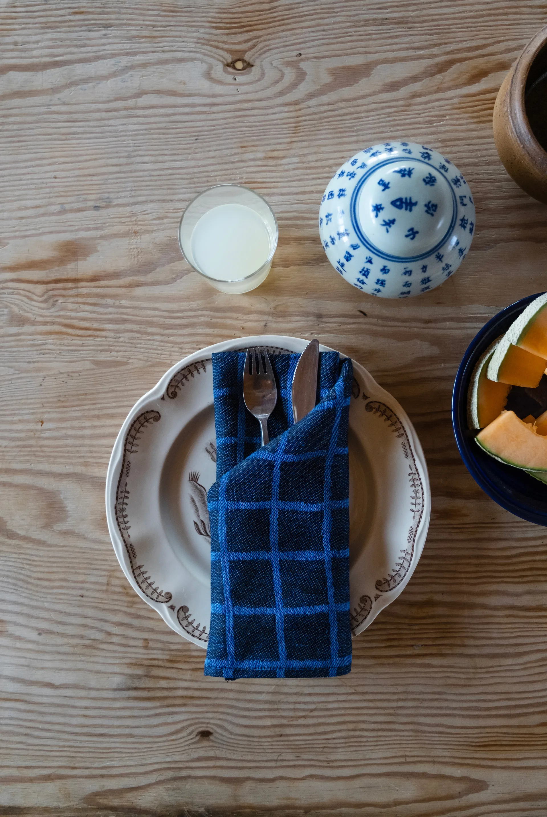 루틱 자카드 냅킨 2개 세트, Blue-black Fine Little Day | 파인리틀데이