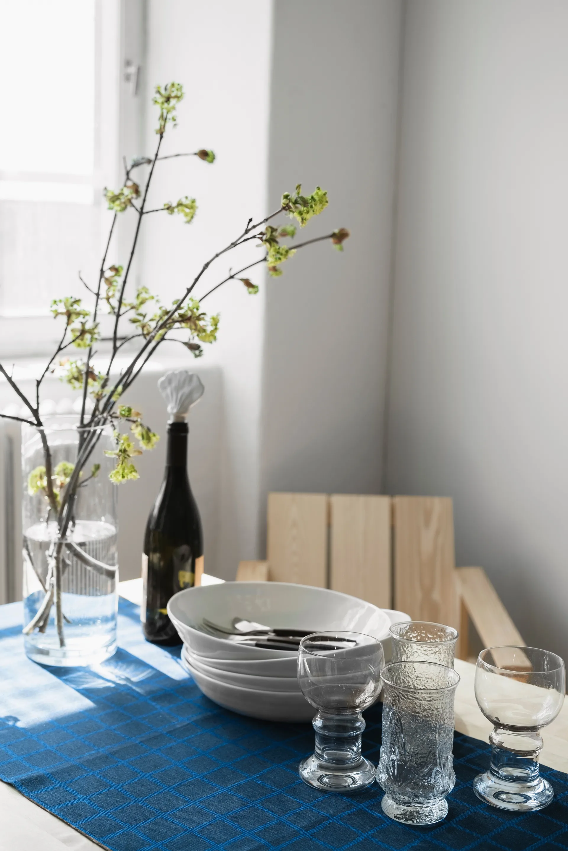 루틱 자카드 테이블 러너 45x150 cm, Blue-black Fine Little Day | 파인리틀데이