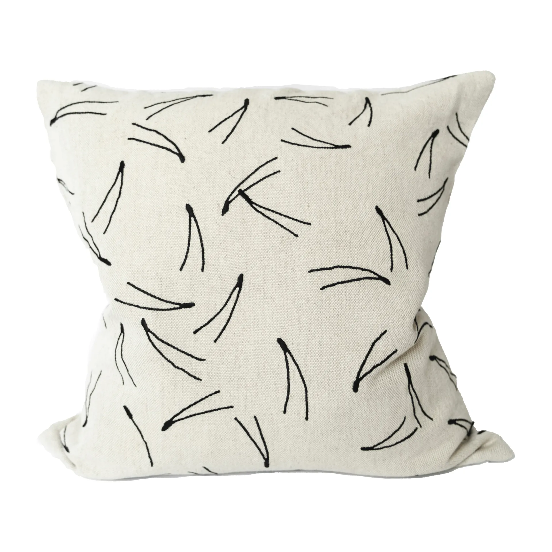 바 베개커버 자수 48x48 cm, Natural-black Fine Little Day | 파인리틀데이