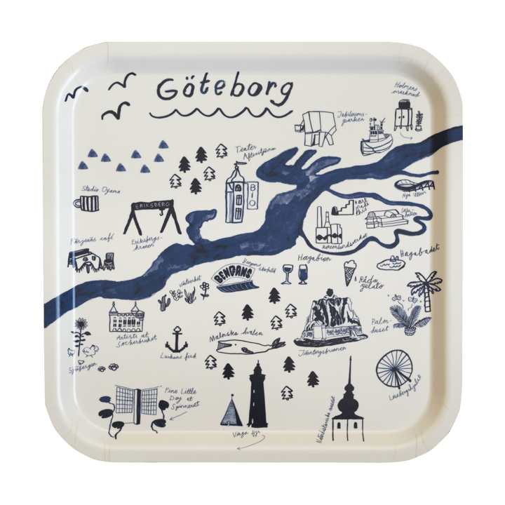 Gothenburg 트레이 32x32 cm - White-Blue - Fine Little Day | 파인리틀데이