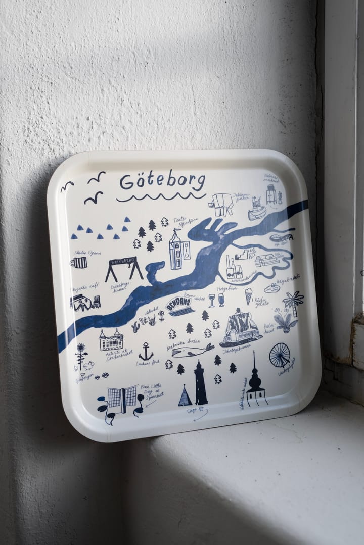 Gothenburg 트레이 32x32 cm - White-Blue - Fine Little Day | 파인리틀데이