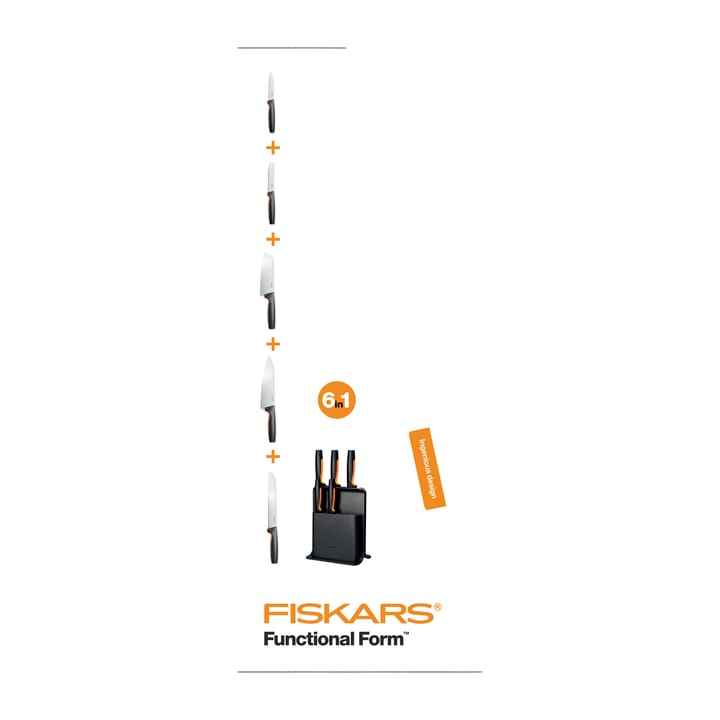 펑셔널 폼 플라스틱 나이프 블록 & 5 나이프 - 6 pieces - Fiskars | 피스카스