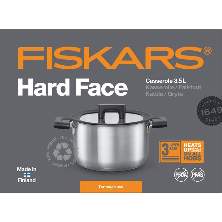 하드페이스 Steel 냄비 (덮개 포함) - 3.5 l - Fiskars | 피스카스