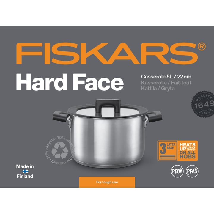 하드페이스 Steel 냄비 (덮개 포함) - 5 l - Fiskars | 피스카스