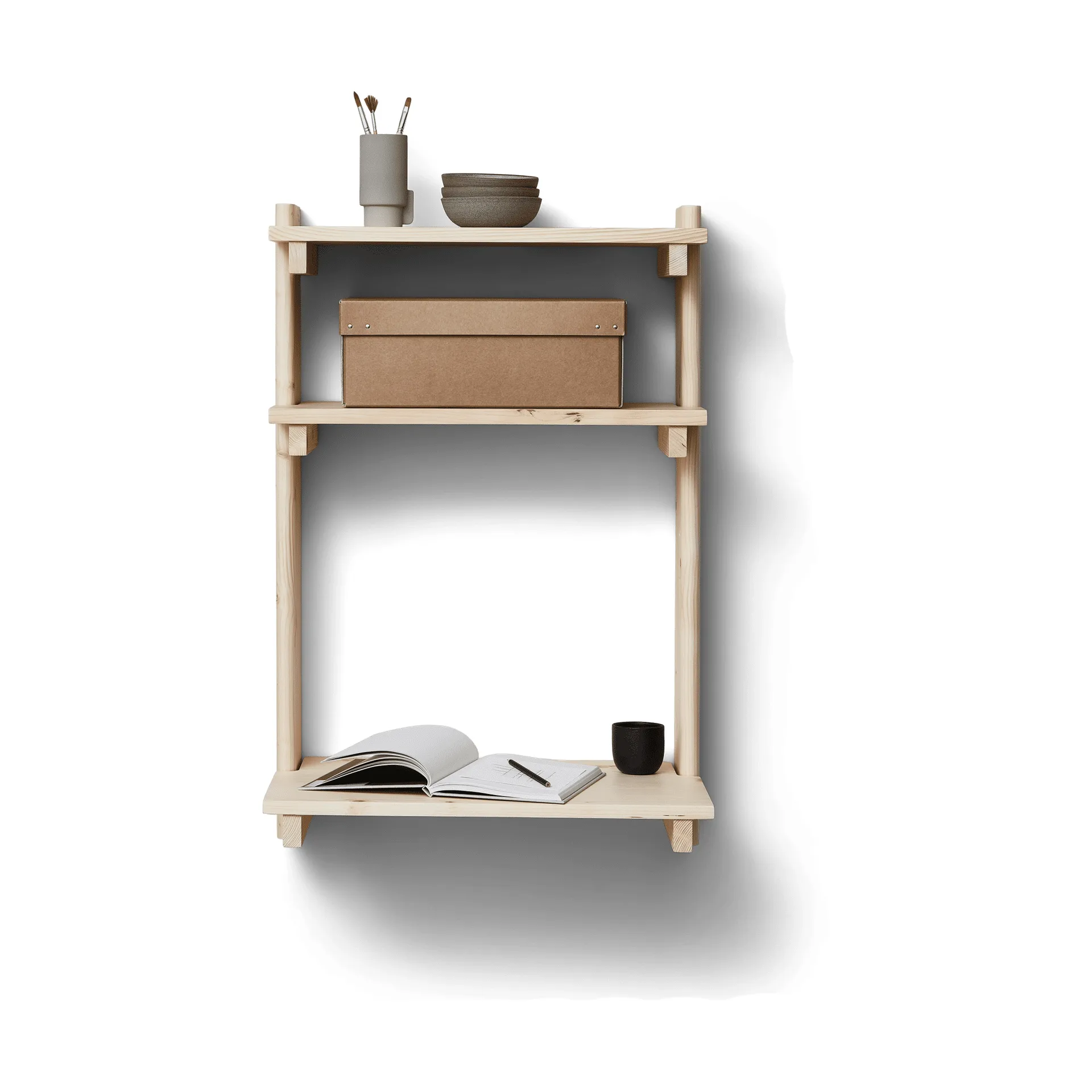 빔 벽 선반 데스크 포함, Pinewood Form & Refine