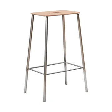 Adam 스툴 - Raw steel-natural leather, H:65 cm - FRAMA