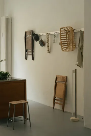 Adam 스툴 - Raw steel-natural leather, H:65 cm - FRAMA