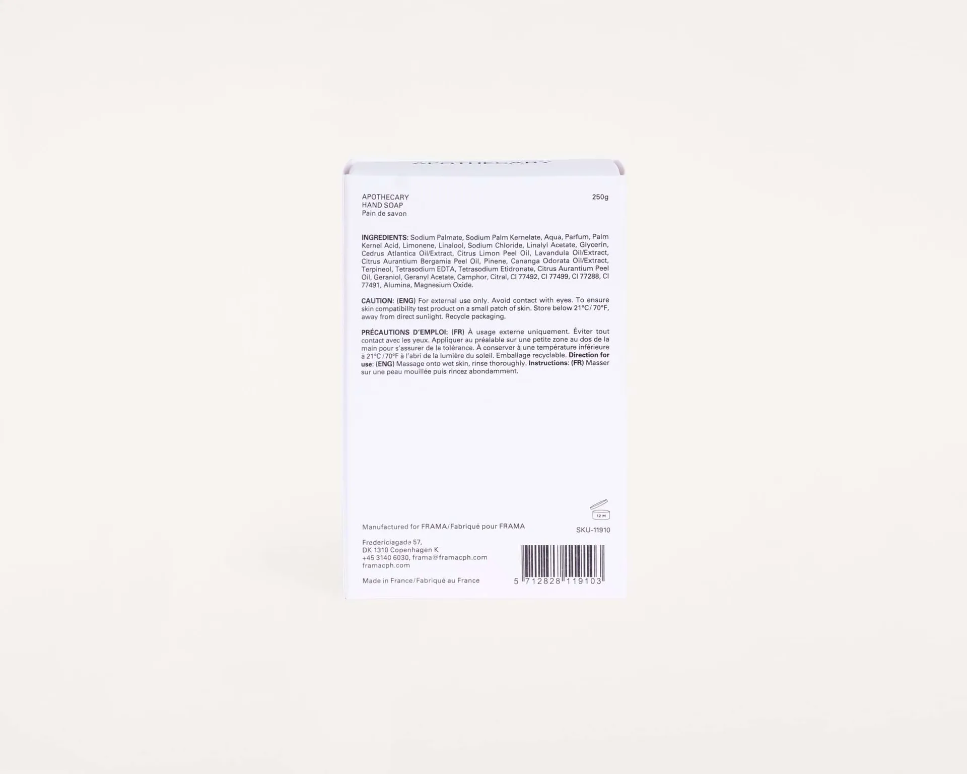 FRAMA 고체 비누 250 g, Apothecary FRAMA