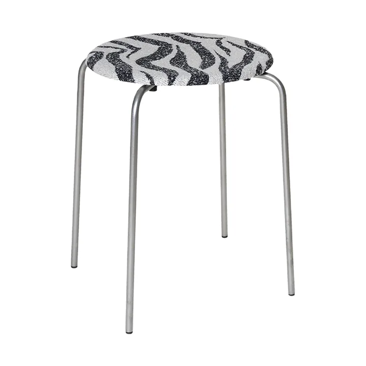 Petit Rond rund pall - Stainless steel-fabric Zebra - FRAMA