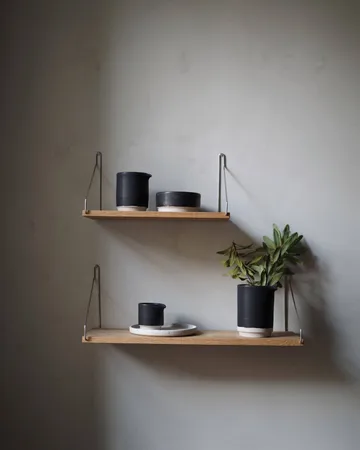 Single Shelf 벽 선반 - 오크-블랙, 60x20 cm - FRAMA