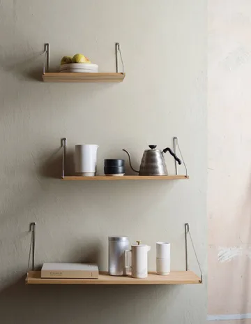 Single Shelf 벽 선반 - 오크-스테인리스 스틸, 60x20 cm - FRAMA