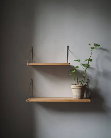 Single Shelf 벽 선반 - 오크-스테인리스 스틸, 60x20 cm - FRAMA