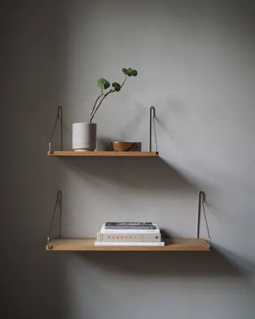 Single Shelf 벽 선반 - 오크-스테인리스 스틸, 60x20 cm - FRAMA