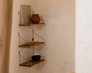 Single Shelf 벽 선반 - 오크-스테인리스 스틸, 60x20 cm - FRAMA