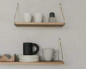 Single Shelf 벽 선반 - 오크-황동, 60x27 cm - FRAMA