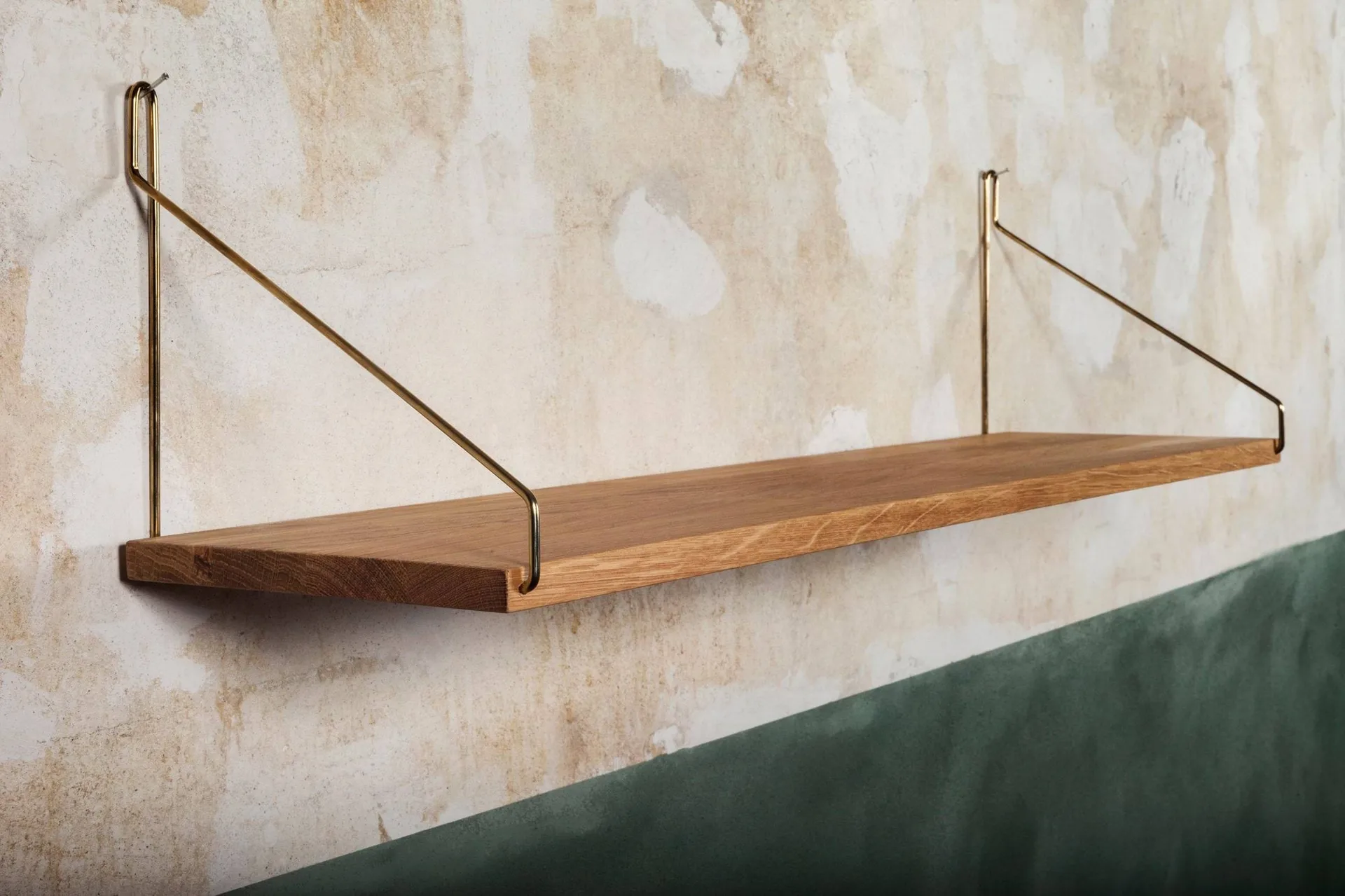 Single Shelf 벽 선반, 오크-황동, 80x20 cm FRAMA