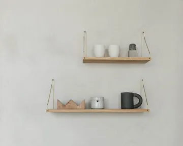 Single Shelf 벽 선반 - 오크-황동, 80x20 cm - FRAMA