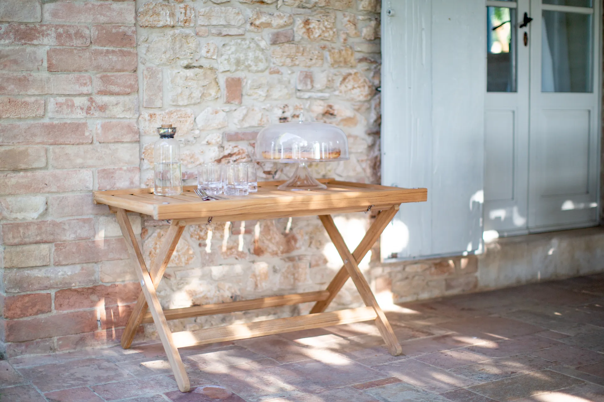 60 트레이 테이블, Teak, 59x94 cm Fri Form