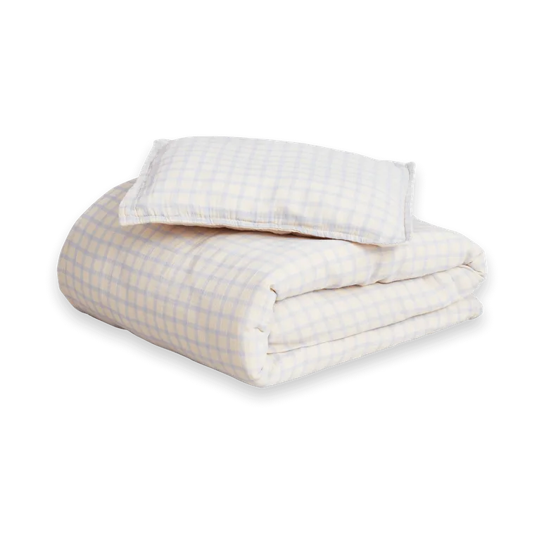 깅엄 스카이 블루 무슬린 주니어 침구 세트, 100x130 cm/35x55 cm Garbo&Friends | 가르보앤프렌즈