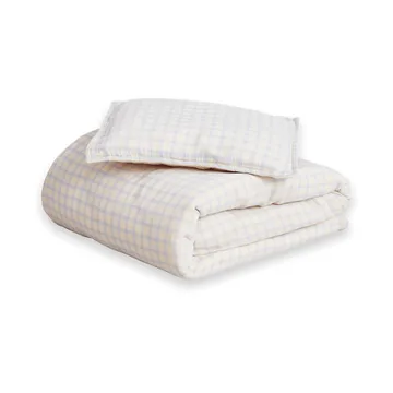 깅엄 스카이 블루 무슬린 주니어 침구 세트 - 100x130 cm/35x55 cm - Garbo&Friends | 가르보앤프렌즈