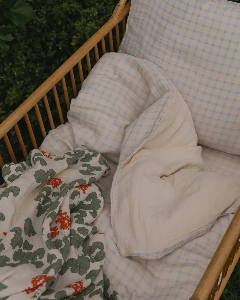 깅엄 스카이 블루 무슬린 주니어 침구 세트, 100x130 cm/35x55 cm Garbo&Friends | 가르보앤프렌즈