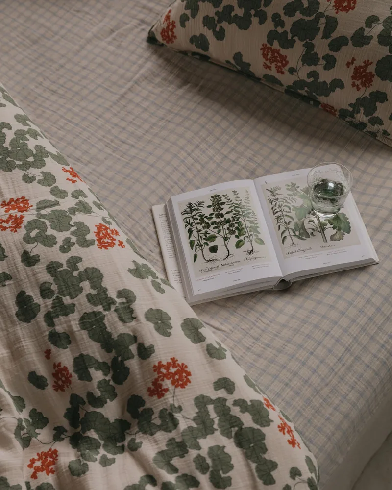 깅엄 스카이 블루 무슬린 매트리스 커버, 160x200x30 cm Garbo&Friends | 가르보앤프랜즈