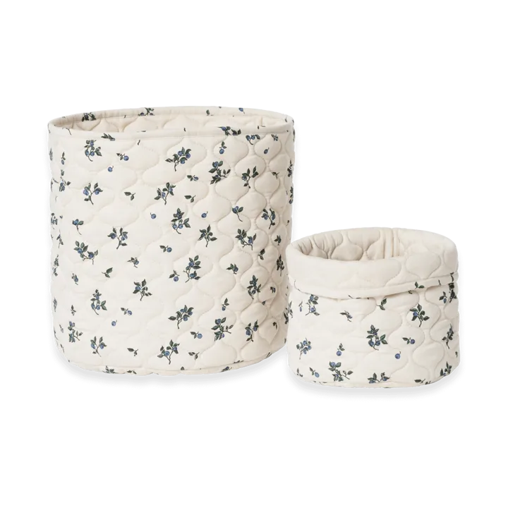 블루베리 새틴 퀼트 바구니 2개 - 20x20 cm + 30x30 cm - Garbo&Friends | 가르보앤프랜즈