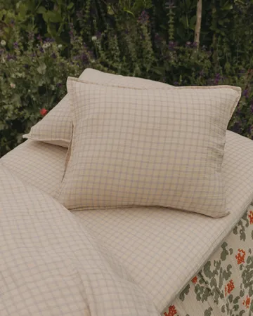 깅엄 스카이 블루 무슬린 베개 커버 - 50x75 cm - Garbo&Friends | 가르보앤프랜즈