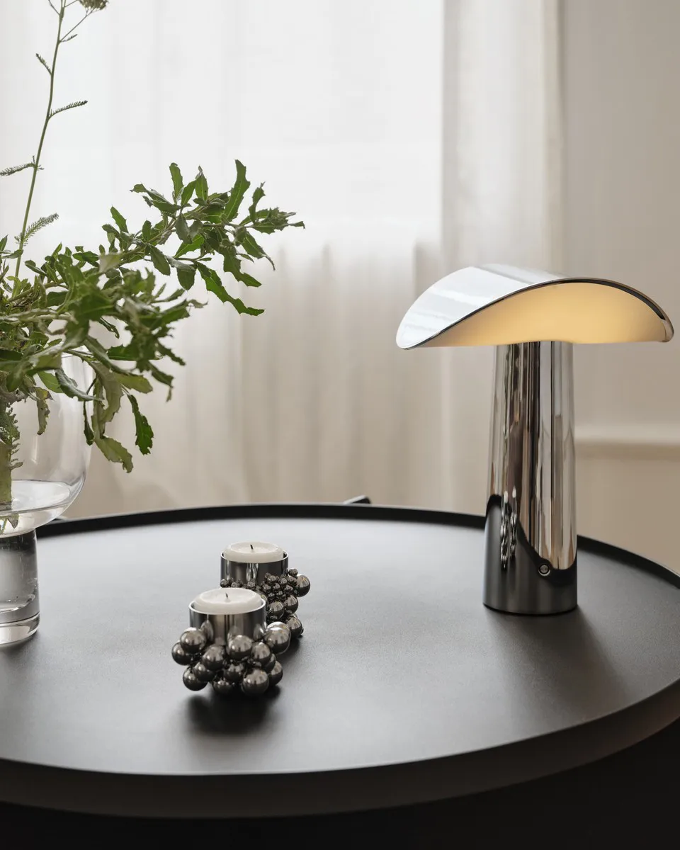 리움 무선 테이블 조명 22.5 cm, Chrome Gejst | 가이스트