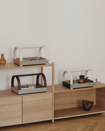 카이도 손잡이 트레이 40.5x27x23.5 cm - Dark oak-beige white - Gejst | 가이스트