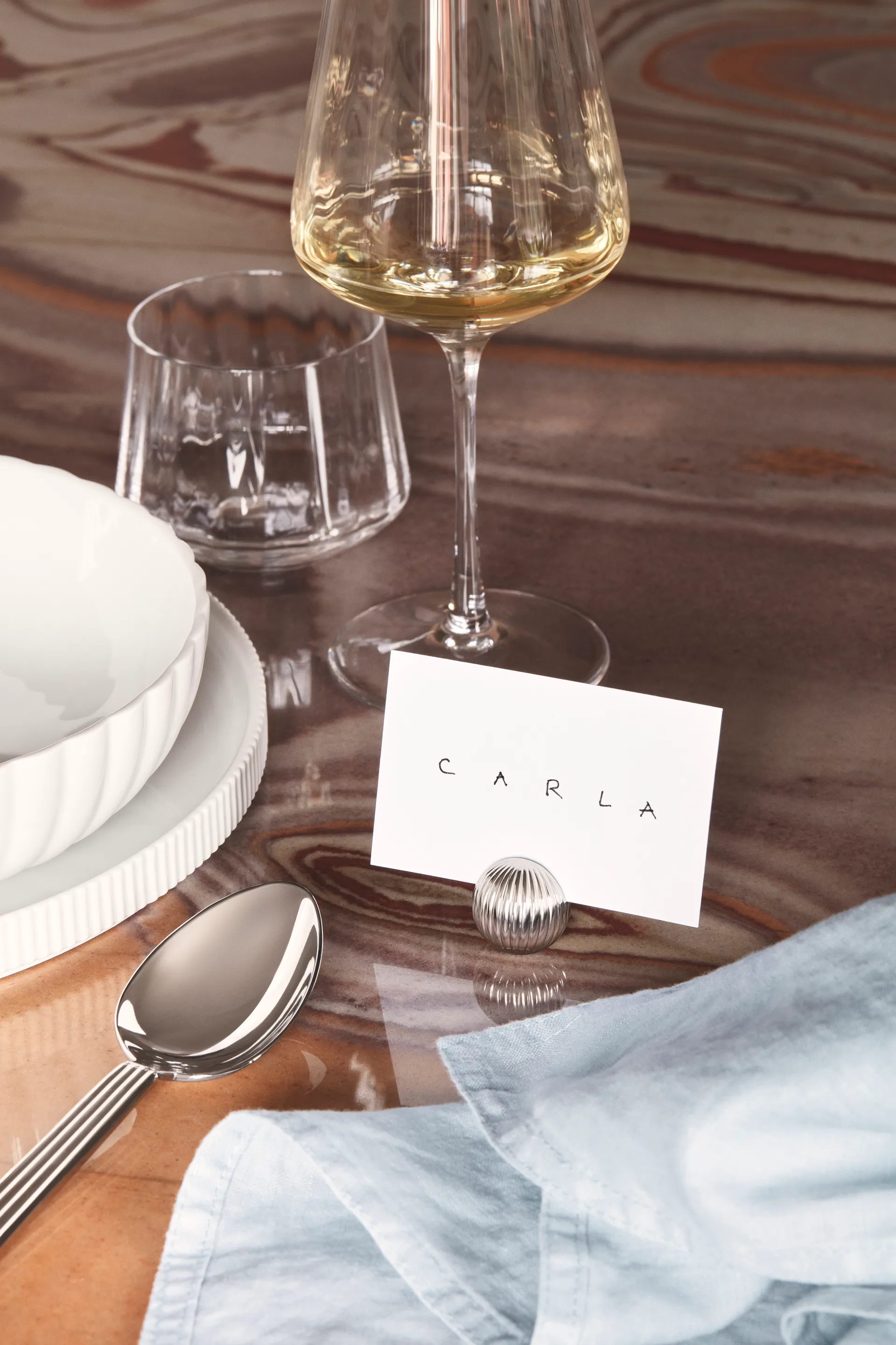 베르나도뜨 홀더 포 플레이스 카드 4개 세트, Chrome plated Georg Jensen | 조지젠슨