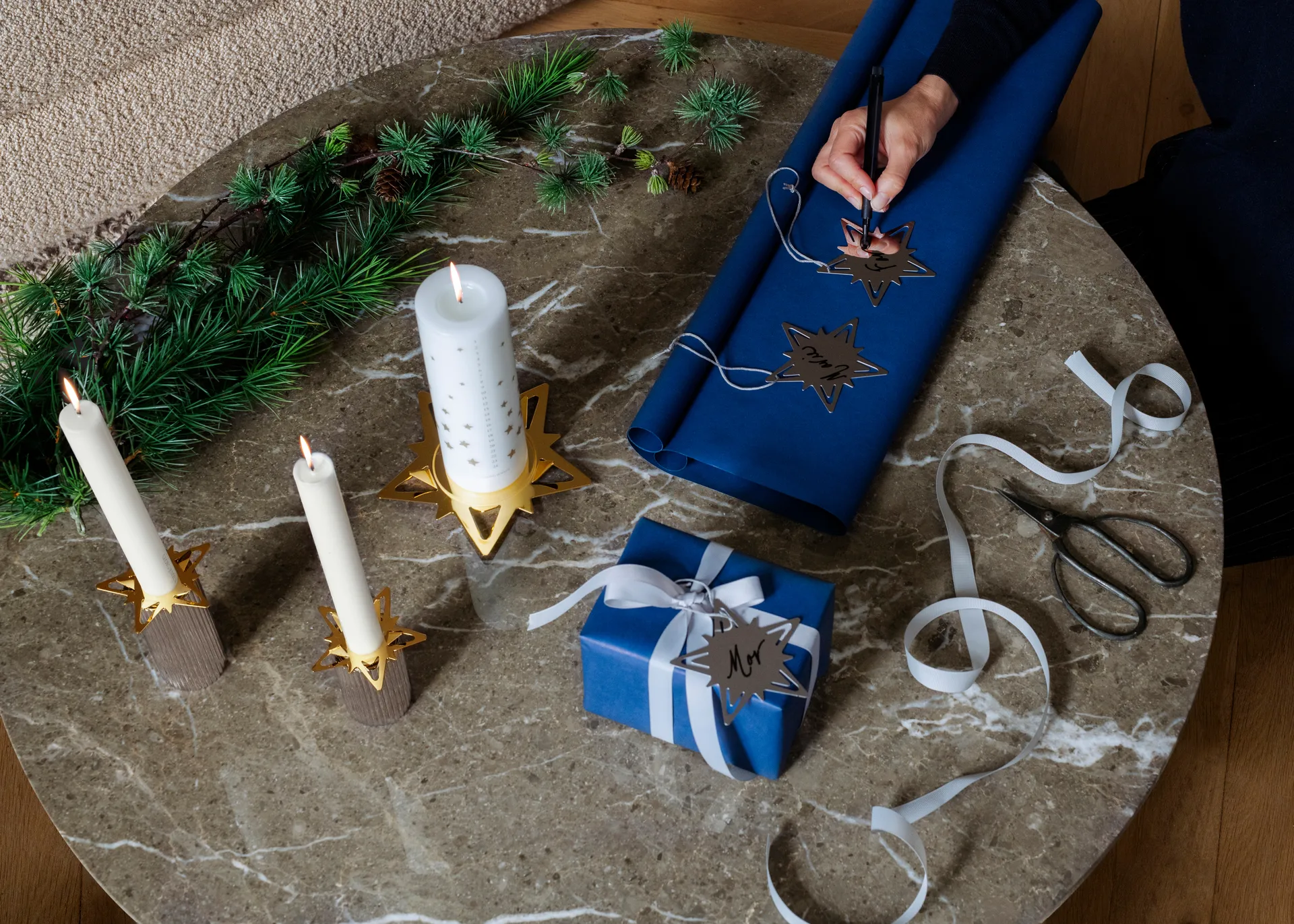 클래식 크리스마스 스타 선물 소품 4개 세트, Silver Georg Jensen | 조지젠슨