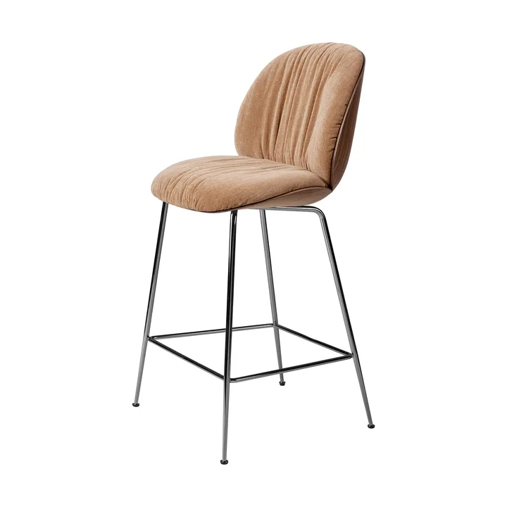 비틀 소프트 바스툴 65 cm 프론트 업홀스터드 - Belsuede Dedar 132-lacquered walnut-black chrome - GUBI | 구비