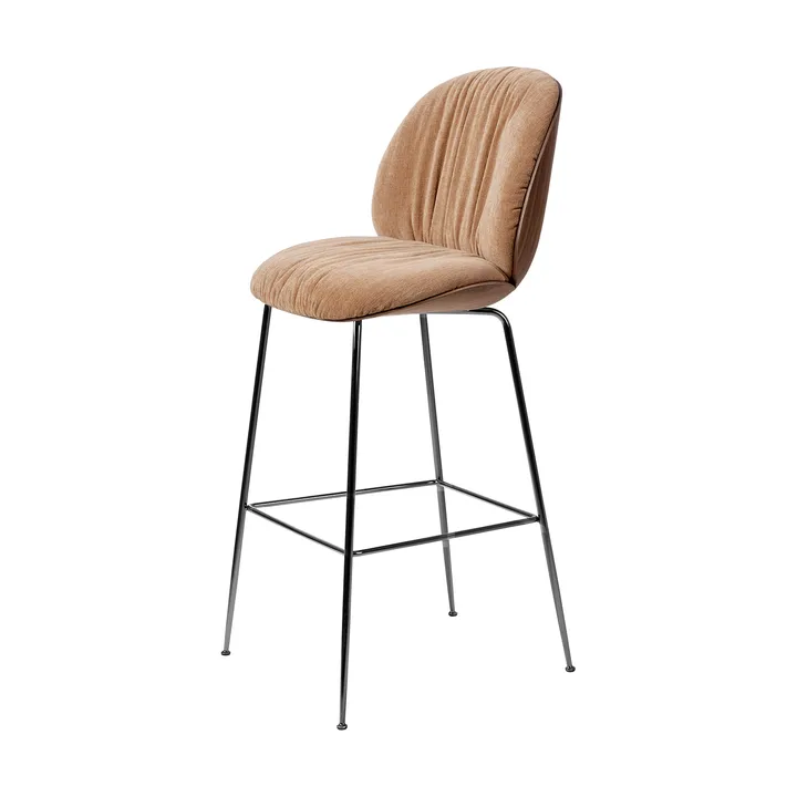 비틀 소프트 바스툴 75 cm 프론트 업홀스터드 - Belsuede Dedar 132-lacquered walnut-black chrome - GUBI | 구비