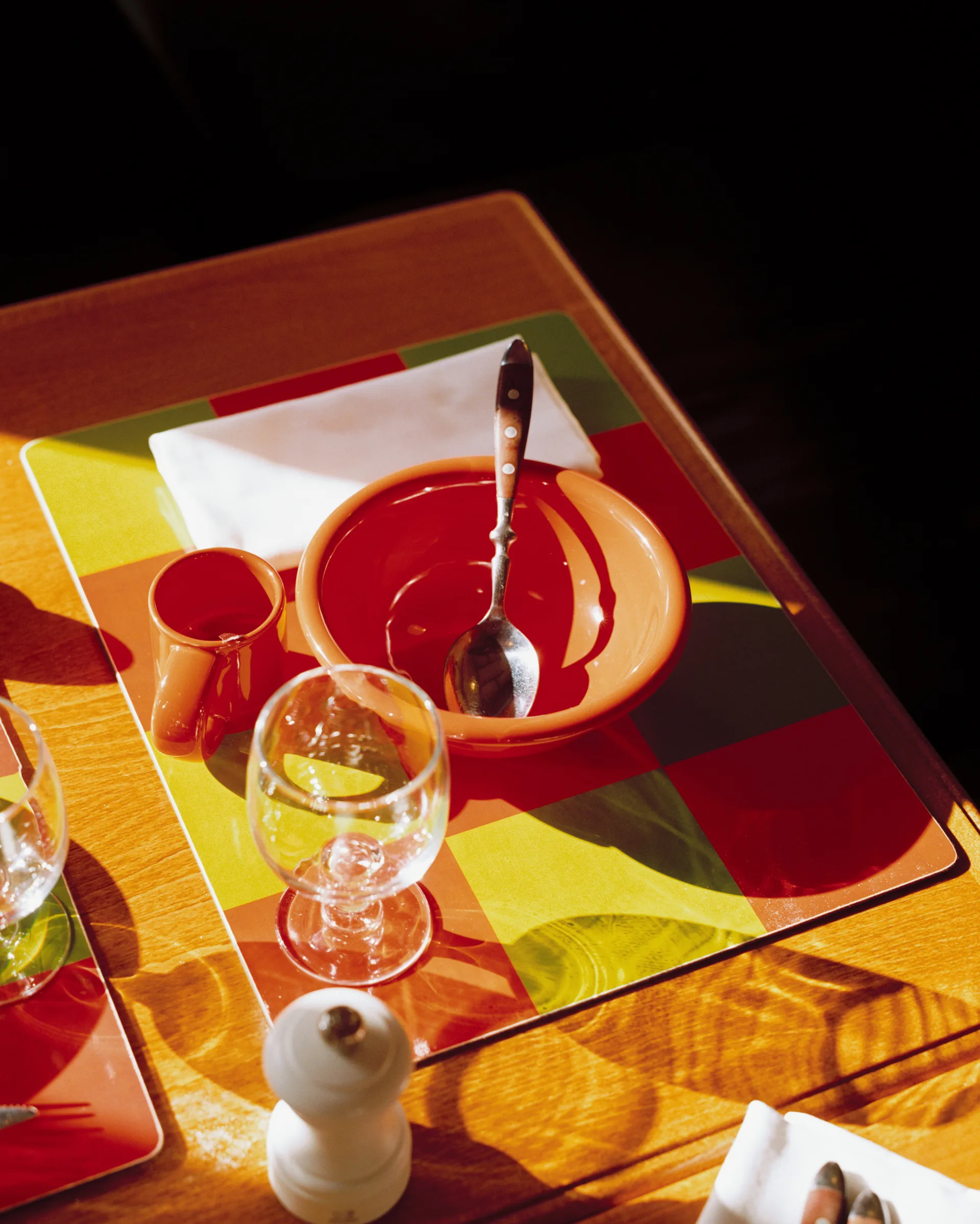 체크 테이블매트 30x40 cm 2개 세트, Butter-burgundy Hem | 헴