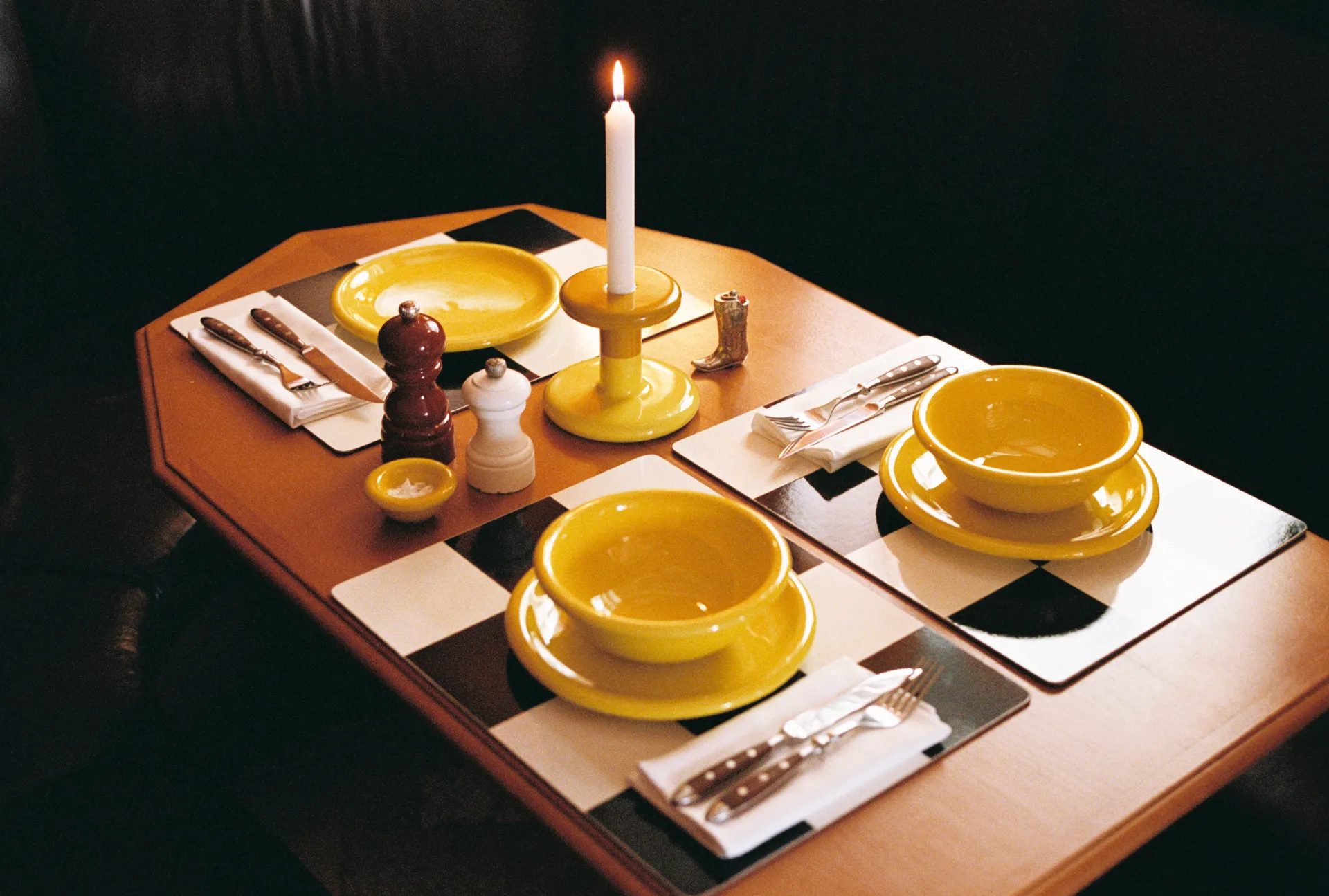 체크 테이블매트 30x40 cm 2개 세트, Honey-pink Hem | 헴