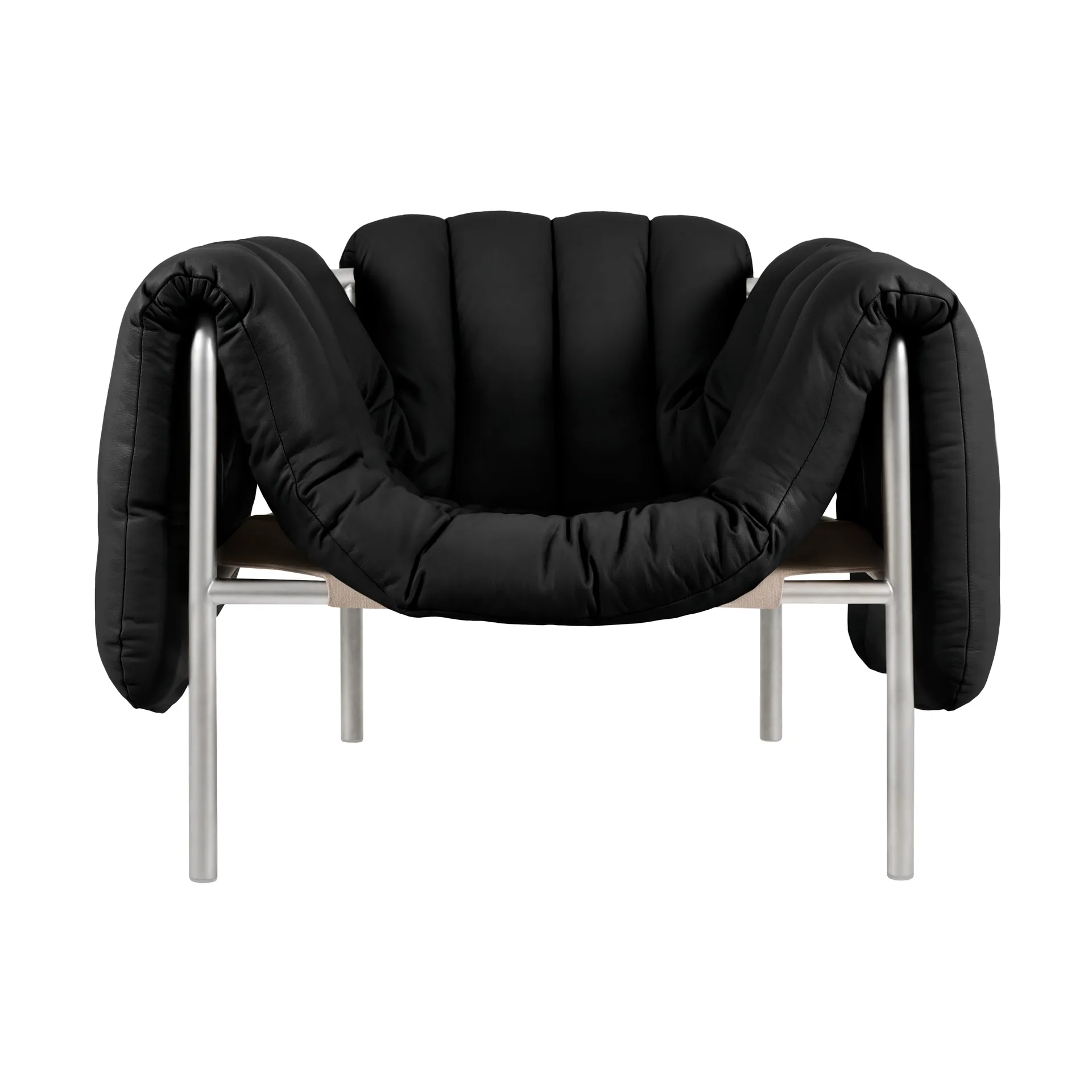 퍼피 라운지 체어, Black leather-stainless steel Hem | 헴