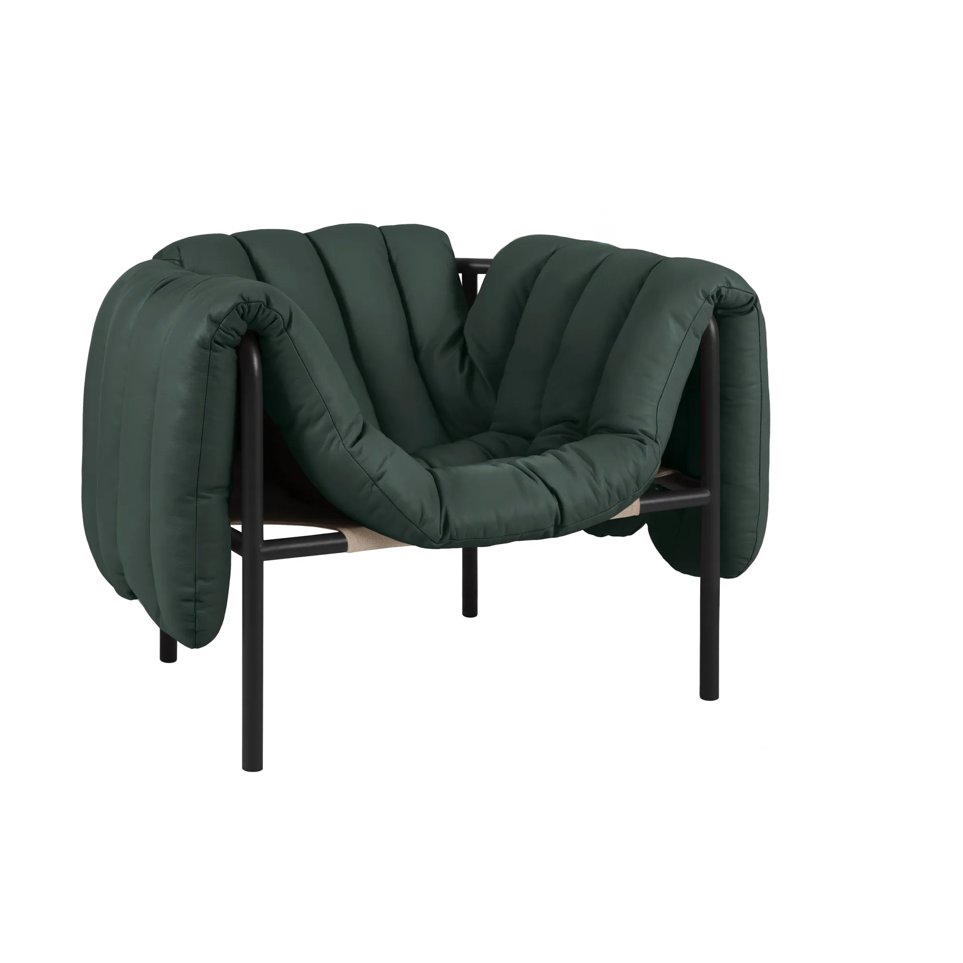 퍼피 라운지 체어, Dark green leather-black grey Hem | 헴