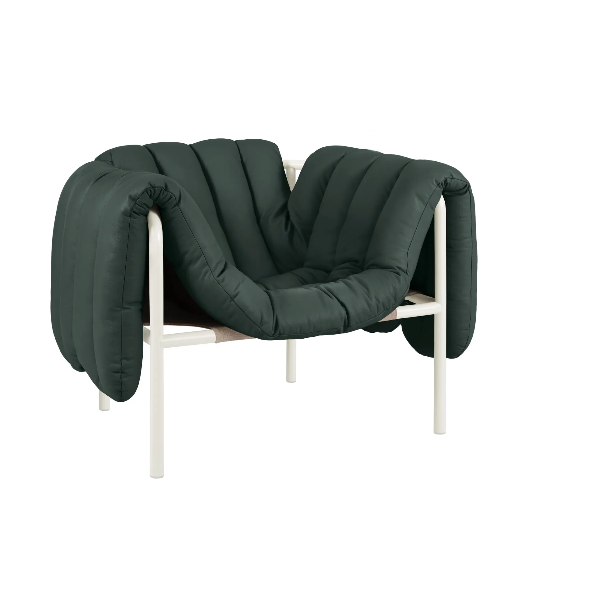 퍼피 라운지 체어, Dark green leather-cream Hem | 헴