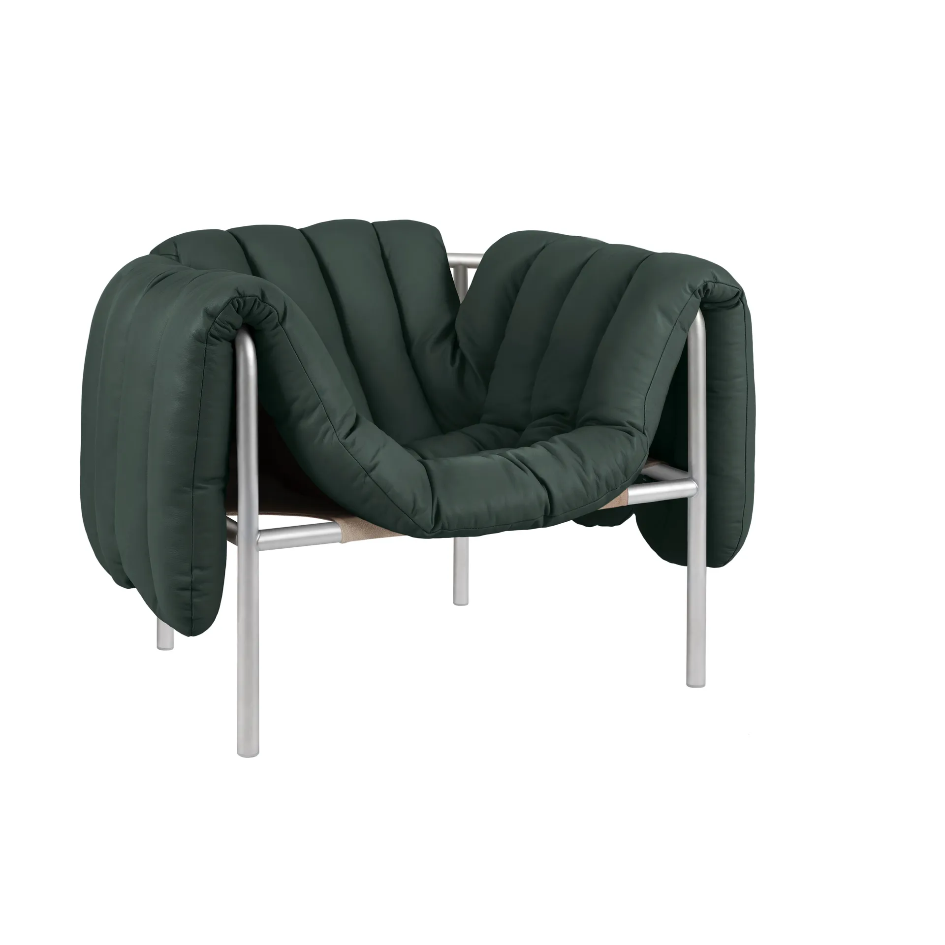 퍼피 라운지 체어, Dark green leather-stainless steel Hem | 헴