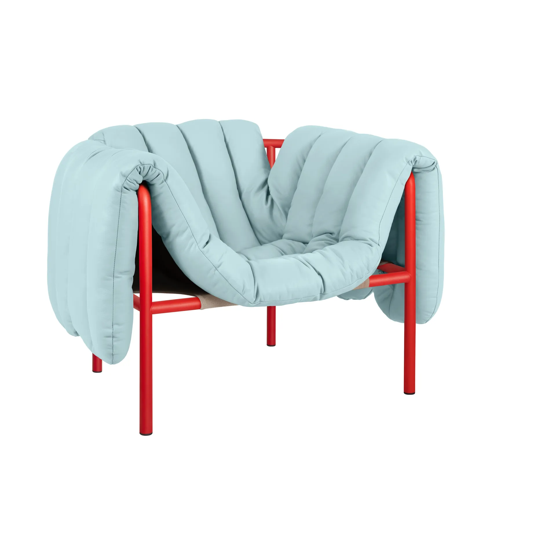 퍼피 라운지 체어, Light blue leather-traffic red Hem | 헴