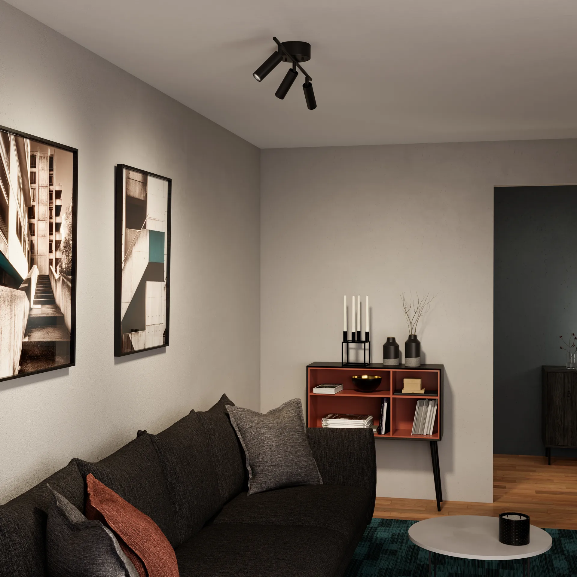 파이프라인 조명 트랙 3, Matte black Herstal | 허스탈