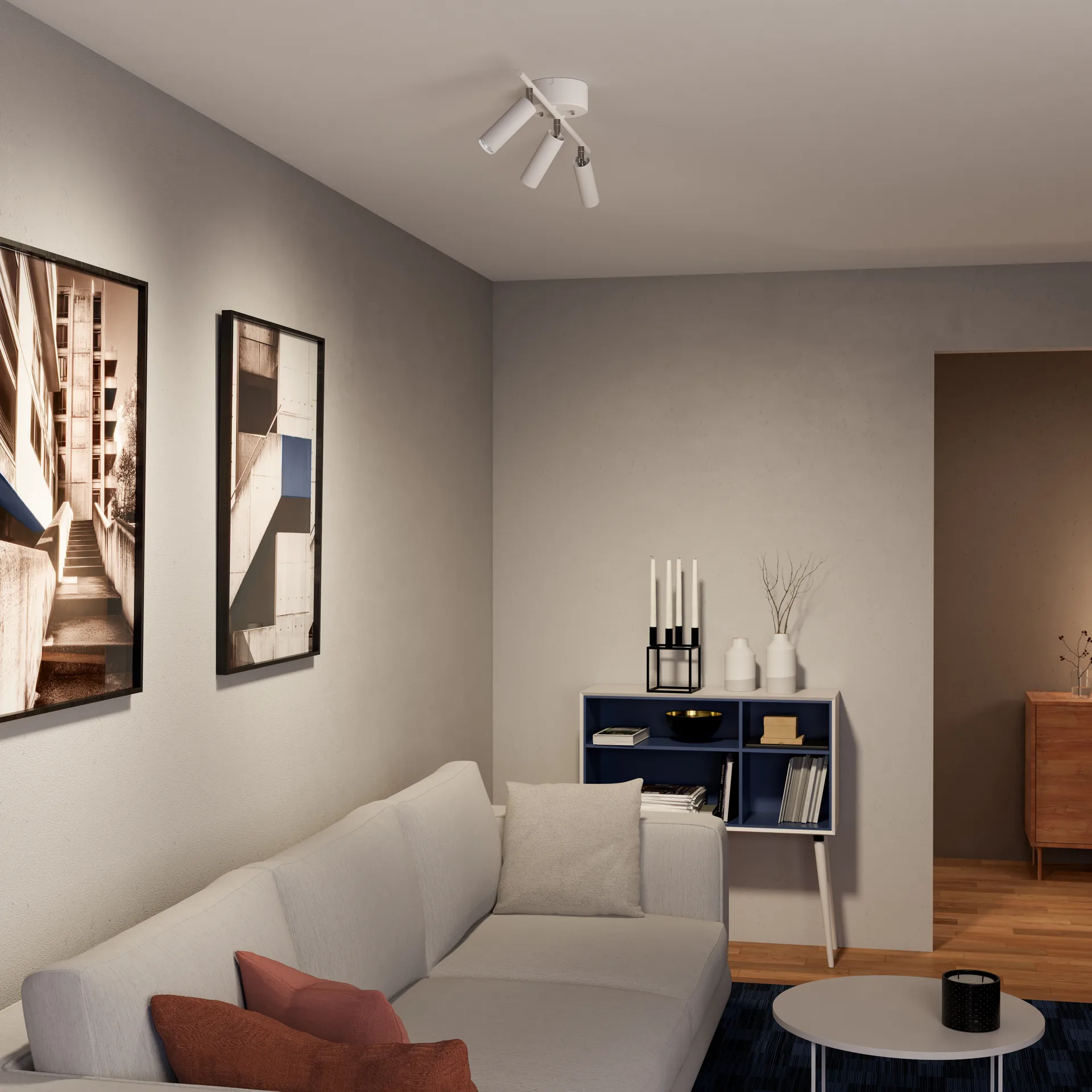 파이프라인 조명 트랙 3, Matte white Herstal | 허스탈