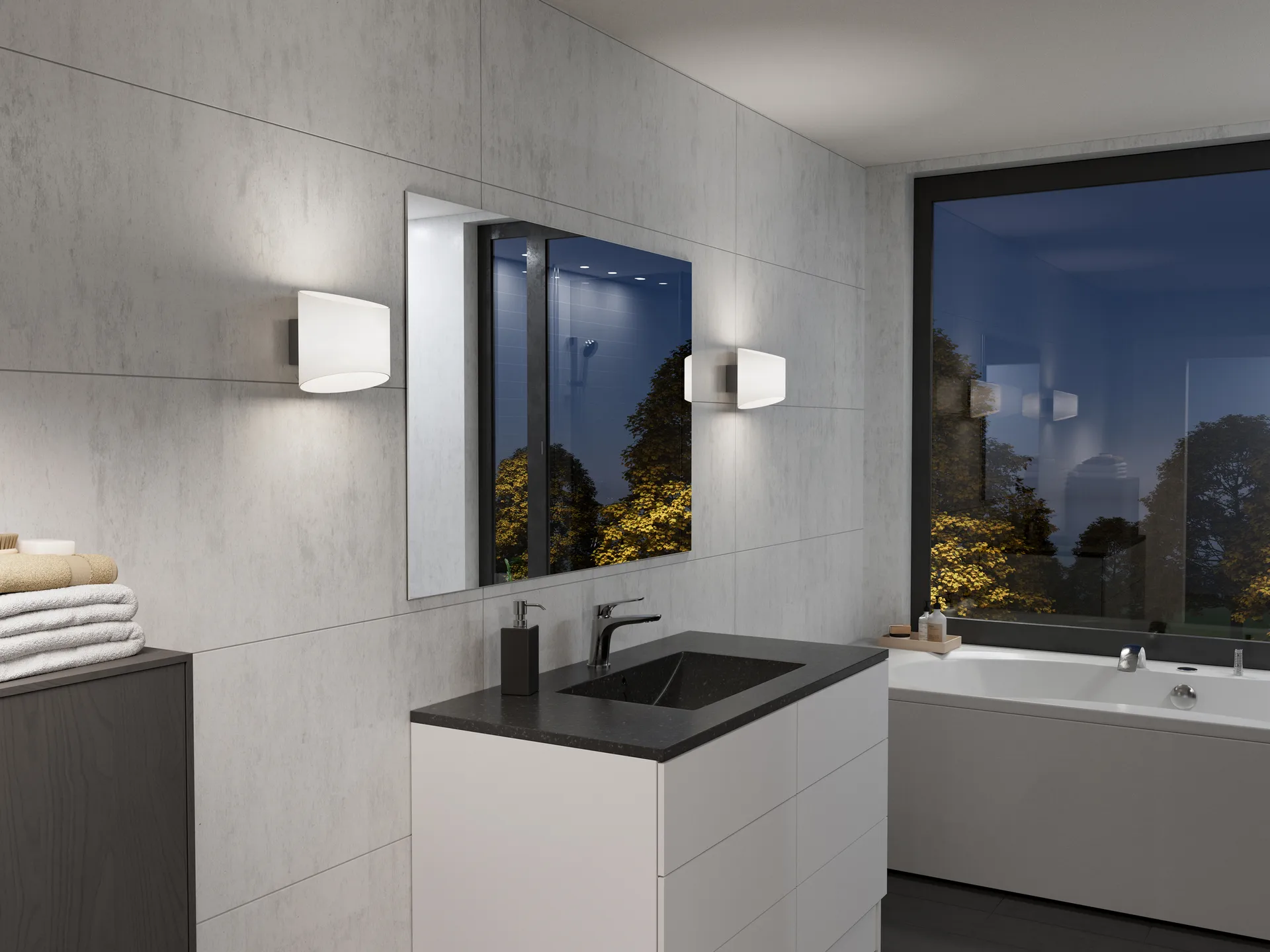 이보크 벽 조명 오벌, Anthracite-opal glass Herstal | 허스탈